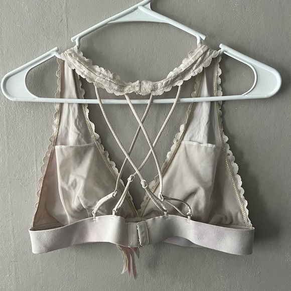 Victoria’s Secret PINK Cream Lace Strappy Back Bra Size Large - Picture 3 of 7